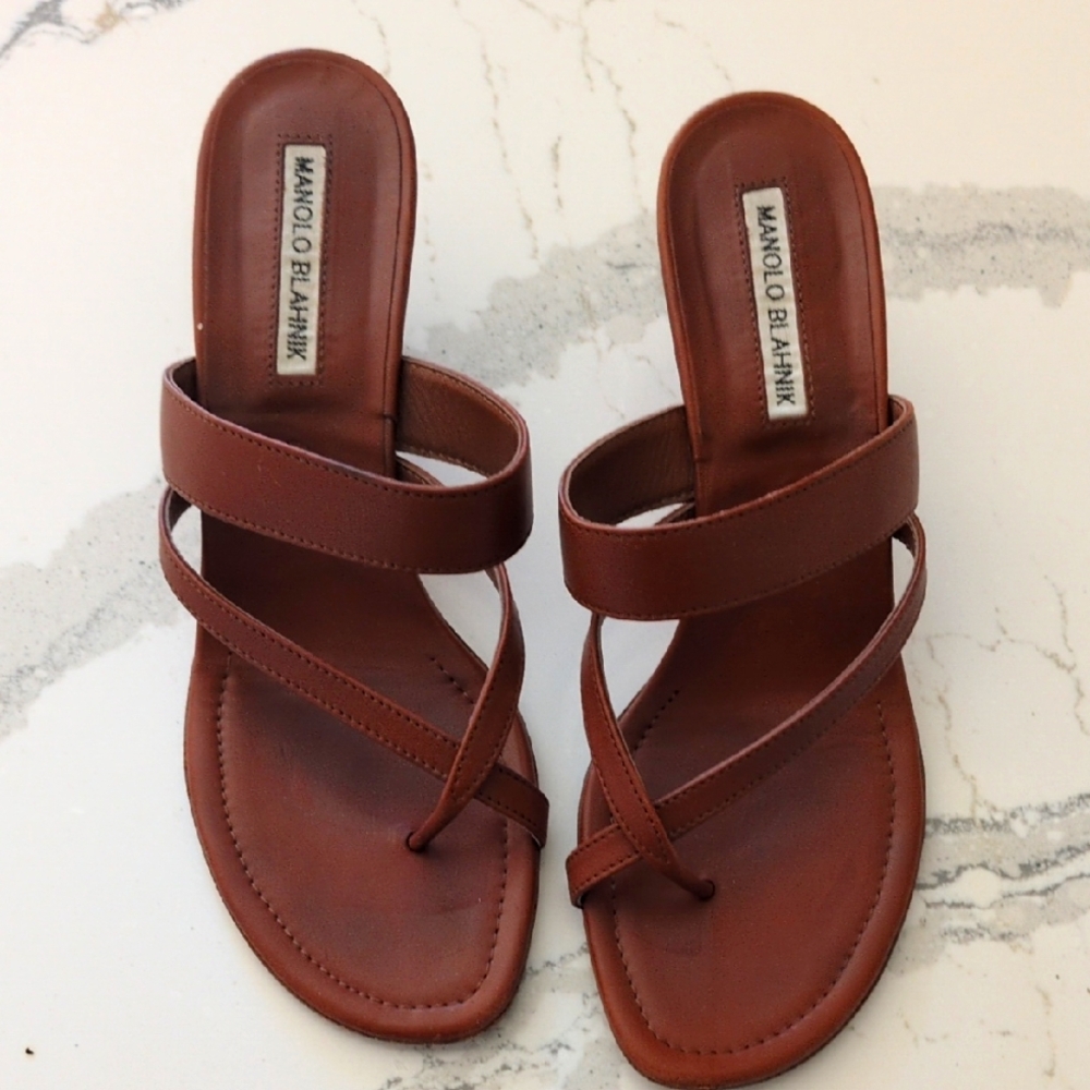 Manolo Blahnik Tan Strappy Sandals